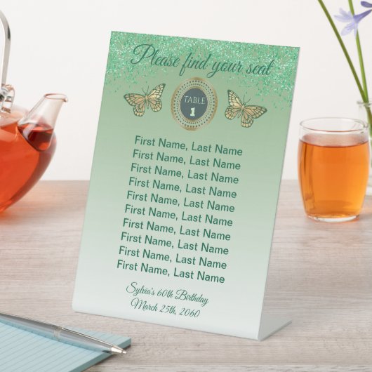 Panneau de numéro de table Papillon & Paillettes V (In SItu)
