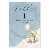 Panneau de numéro de table pour Baby Shower Ours A (Dos)