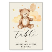 Panneau de numéro de table pour Baby Shower Ours à (Par défaut)