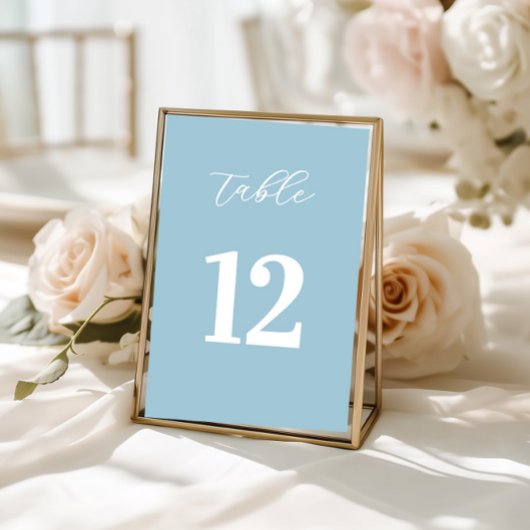 Panneau de numéros de table bleu simple