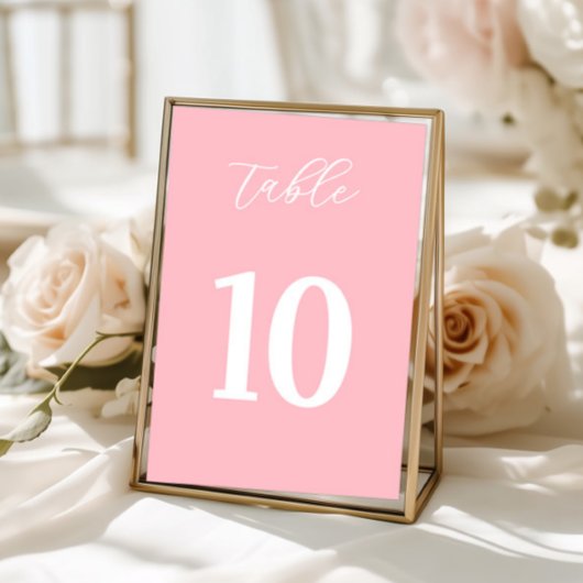 Panneau de numéros de table rose simple