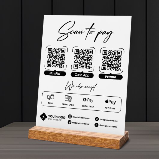 Panneau de paiement par QR code Scan to Pay