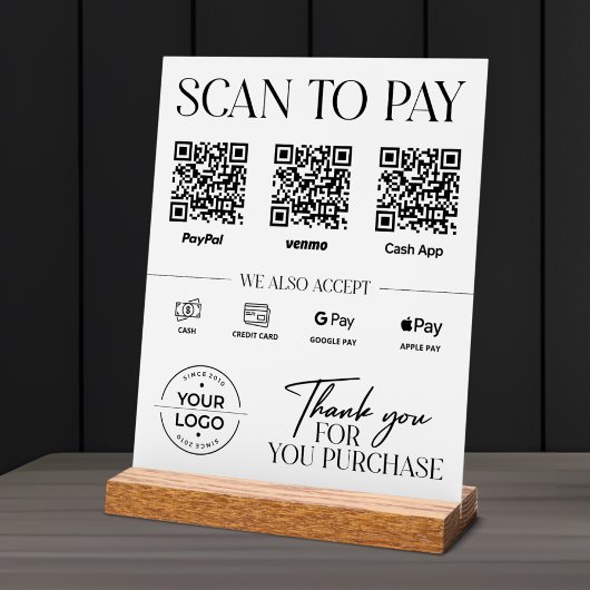 Panneau de paiement par scan moderne : PayPal, Ven