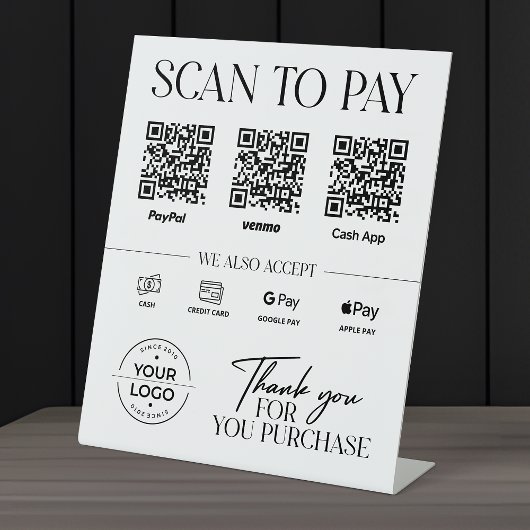 Panneau de paiement par scan moderne : PayPal, Ven