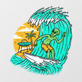 Panneau De Paix Alien Surfant UFO Garé Sur La Plag (Feuille)