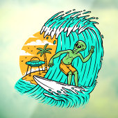 Panneau De Paix Alien Surfant UFO Garé Sur La Plag (Feuille 3)