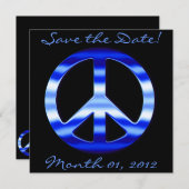 Panneau de Paix Chrome Bleu Invitations (Devant / Derrière)