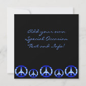 Panneau de Paix Chrome Bleu Invitations (Dos)