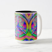 Panneau de Paix Couleurs Cool 15 oz Mug (Devant droit)