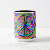 Panneau de Paix Couleurs Cool 15 oz Mug (Centre)