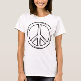 Panneau de Paix Doigts T-shirt Chemise de Paix Che