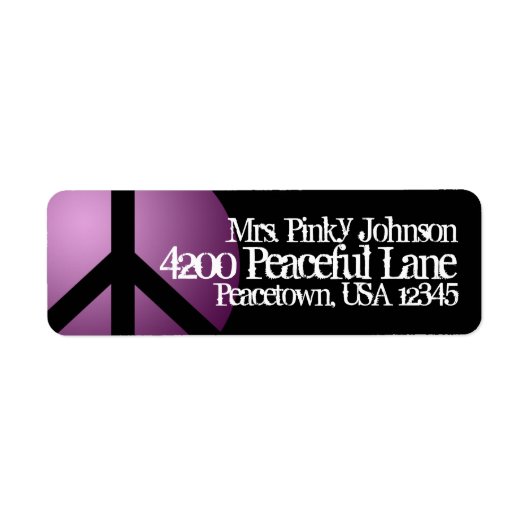 Panneau de Paix étiquette de adresse, Violet, Noir (Devant)