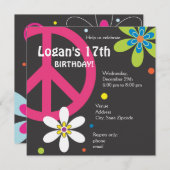 Panneau de paix Invitation d'anniversaire - Ado (Devant / Derrière)