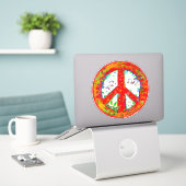 Panneau de Paix Sticker Floral Red Inspirivity (Ordinateur portable sur le bureau)