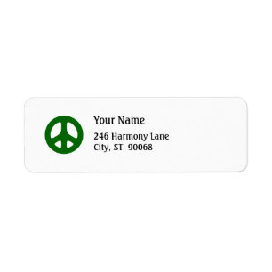 Panneau de Paix Vert Étiquette de retour personnal