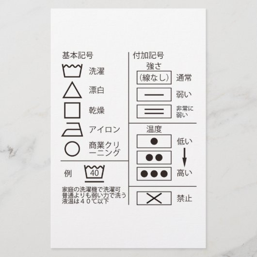 Panneau de papeterie à indication de linge (Devant)