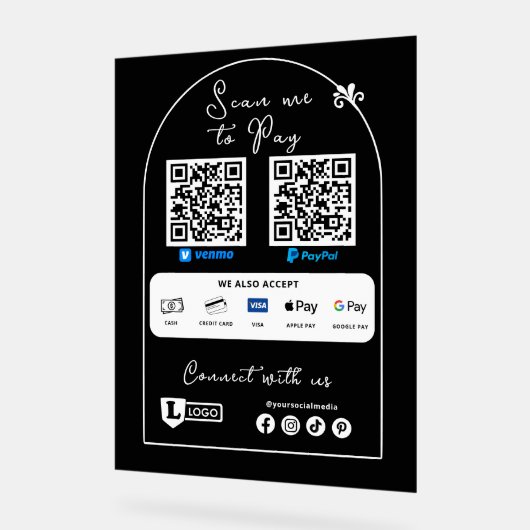 Panneau de petit commerce pour payer avec un code (Angle)