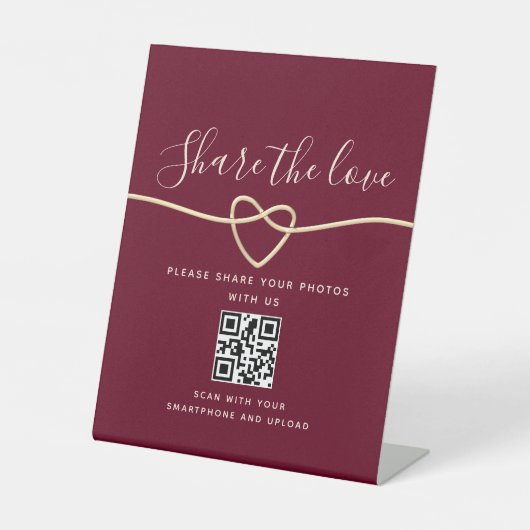 Panneau de pied de code QR de mariage rouge Bourgo (Recto)