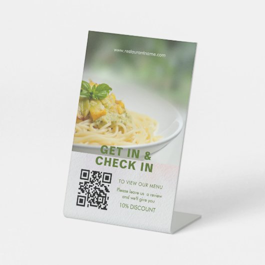 Panneau de pied de menu numérique vert avec code Q (Recto)