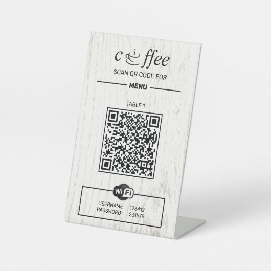 Panneau de pied en bois avec menu numérique Code Q (Recto)