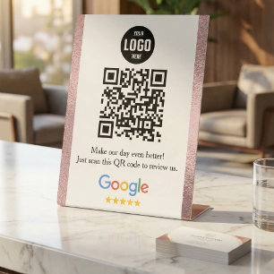 Panneau de piédestal de code QR de Google Avis pou