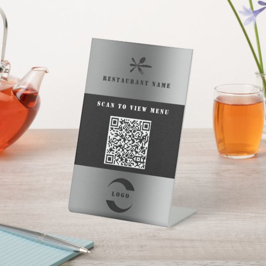 Panneau de piédestal de code QR de menu numérique  (In SItu)