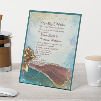 Panneau de piédestal de mariage abstrait or brun r