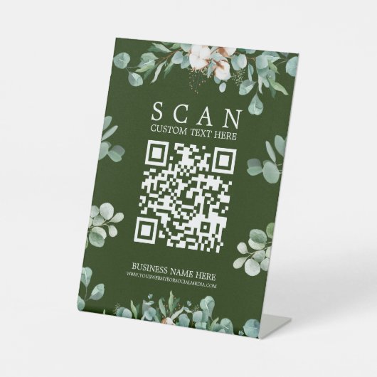 Panneau de piédestal de table de code QR vert gris (Recto)