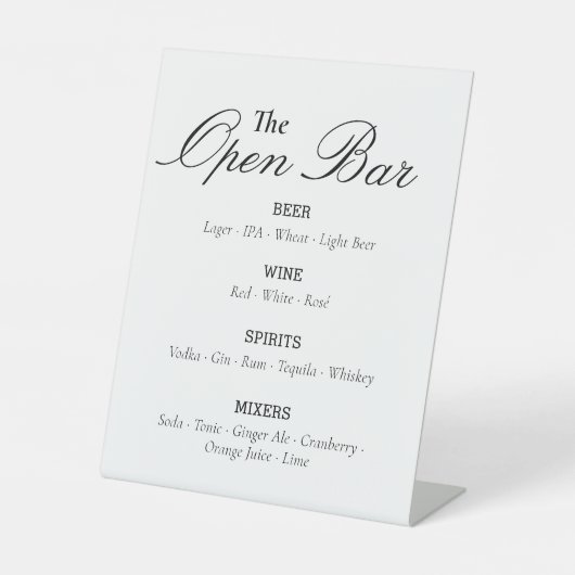 Panneau de piédestal pour événement à bar ouvert e (Recto)