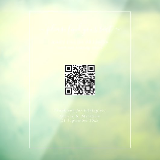 Panneau de plan de table QR Code de mariage modern (Feuille 3)