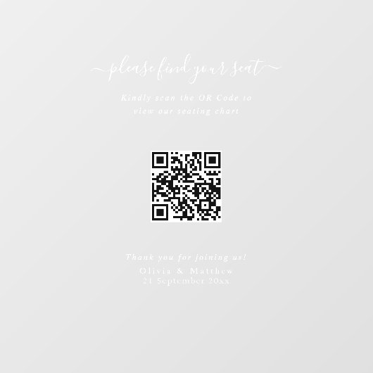 Panneau de plan de table QR Code pour mariage mode (Feuille)