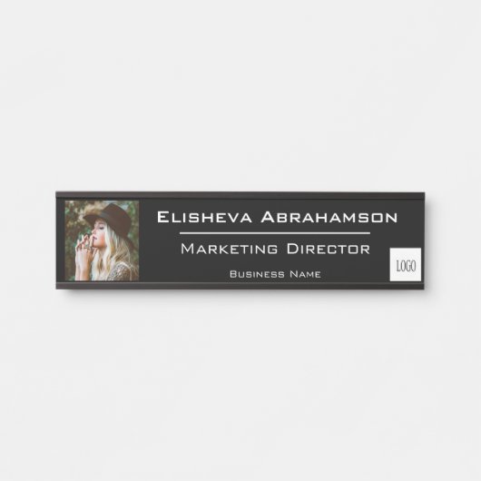 Panneau de plaque de nom de porte de bureau - Noir (Devant)