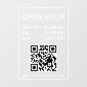 Panneau de porte à code QR heures d'ouverture text (Feuille)