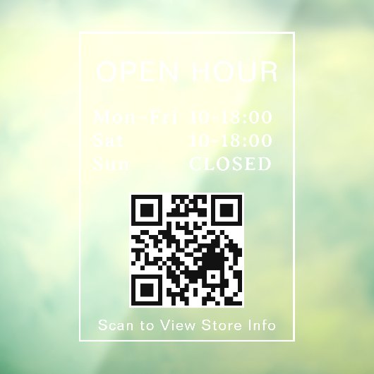 Panneau de porte à code QR heures d'ouverture text (Feuille 3)