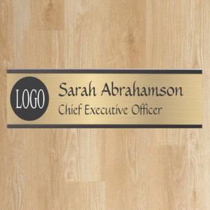 Panneau de Porte de Bureau Faux Or Logo Plaque Nom
