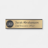 Panneau de Porte de Bureau Faux Or Logo Plaque Nom (Devant)
