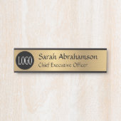 Panneau de Porte de Bureau Faux Or Logo Plaque Nom (Devant)