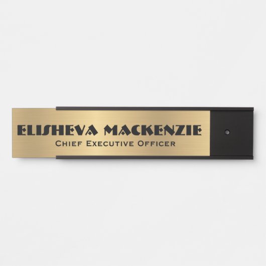 Panneau de porte de bureau Plaque de nom or Faux (Devant)