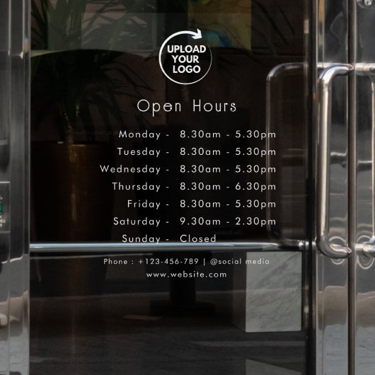 Panneau de porte d'heures d'ouverture personnalisé