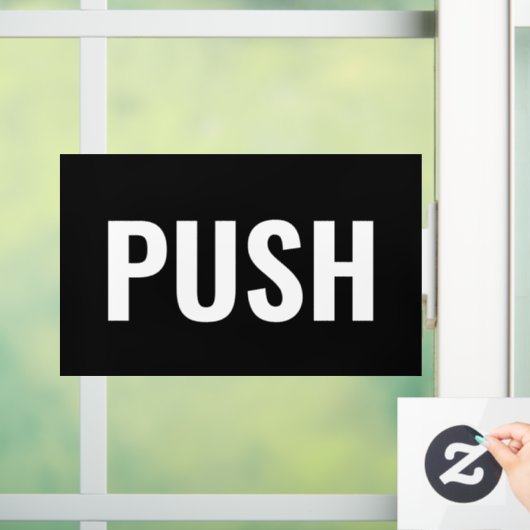 Panneau de porte "POUSSER", Noir/Blanc, Message DI (Maison)