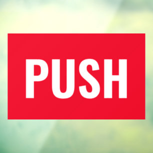 Panneau de porte "PUSH", rouge/blanc ou votre mess