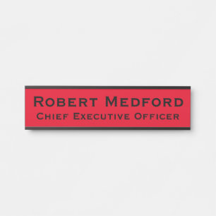 Panneau de porte suspendu rouge moderne Plaque nom
