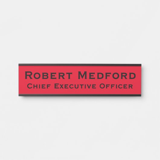Panneau de porte suspendu rouge moderne Plaque nom (Devant)