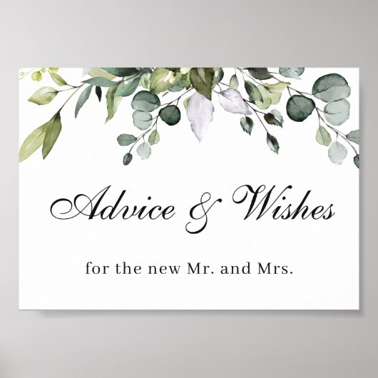 Panneau de poster de mariage Conseils et Vœux de E (Devant)