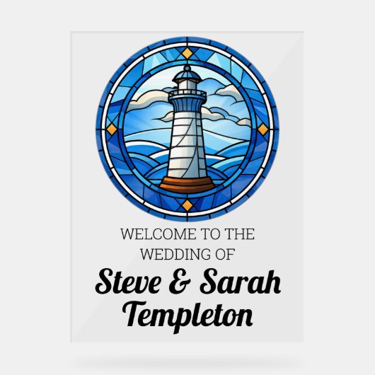 Panneau de réception de mariage de bienvenue Phare (Recto)