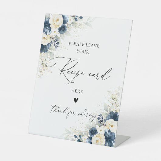 Panneau de recette bleu et blanc Marine Roses (Recto)