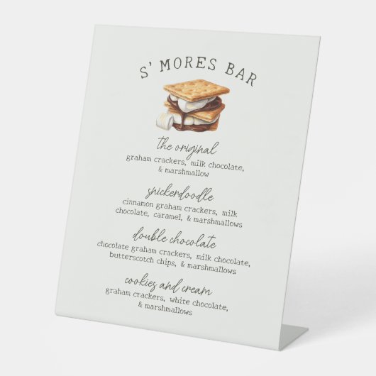 Panneau de recette de bar de S'mores pour feu de j (Recto)