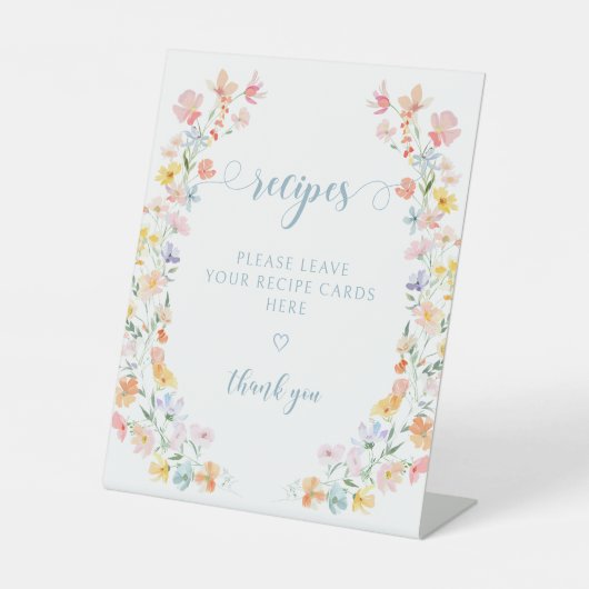 Panneau de Recette de Mariage Chic Floral Pastel (Recto)