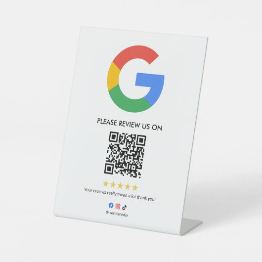 Panneau de révision Google pour entreprise avec QR (Recto)