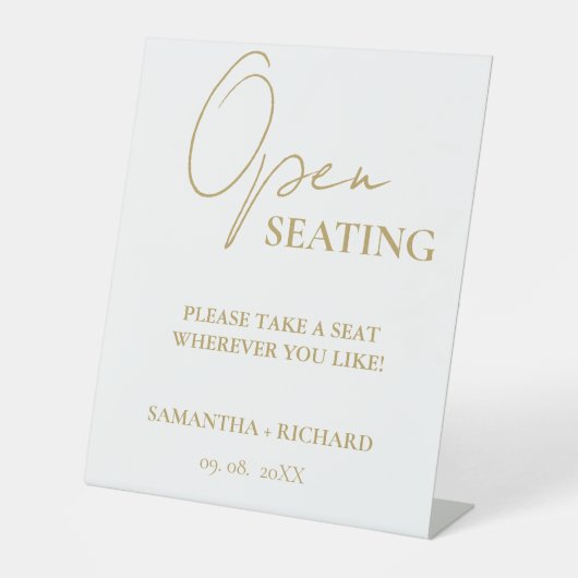 Panneau de siège Mariage moderne Gold Script (Recto)
